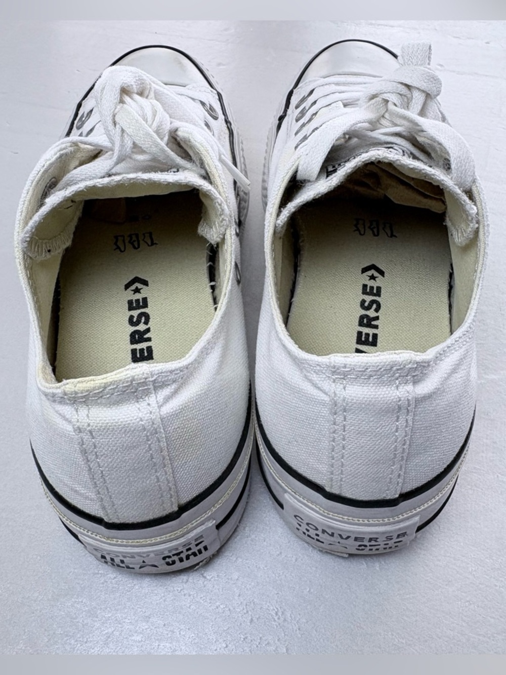 Converse All Star White Low Top Canvas Sneakers Platform Sz 6 US Y2K Shoes - Picture 11 of 12